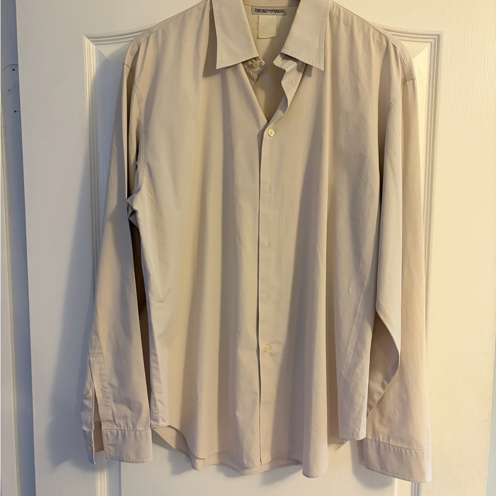 Emporio Armani Men's Light Beige Dress Shirt